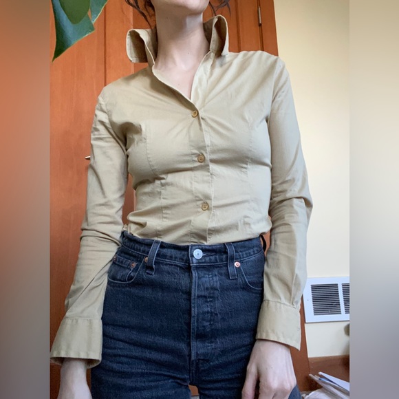 Vintage Sisley Dramatic Collar Button Down - Picture 3 of 10